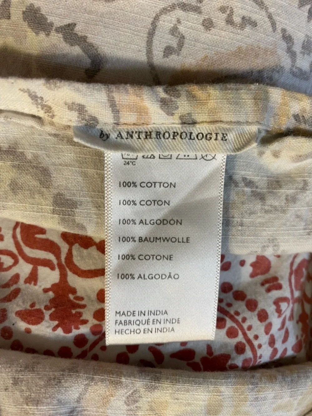 Anthropologie Meguro block print cotton standard sham